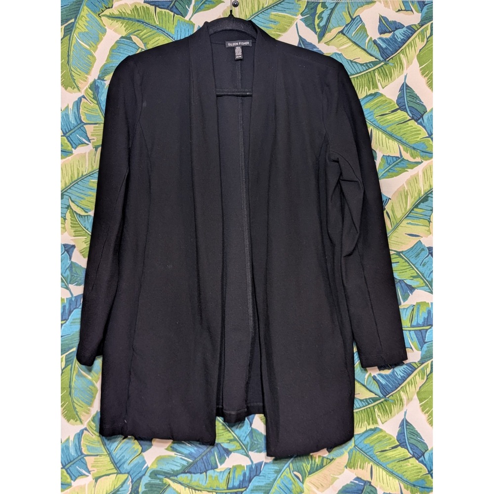 EILEEN FISHER Black Knit Open Front Cardigan‎ Jacket XS